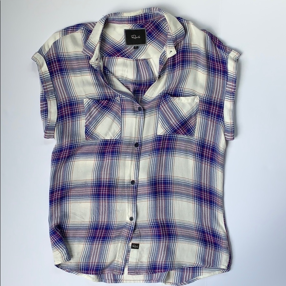 RAILS Short Rolled Sleeve Plaid Shirt
